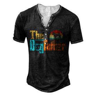 Vintage The Dogfather Shiba Inu Dog Owner Men's Henley Button-Down 3D Print T-shirt - Thegiftio UK