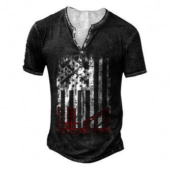 Vintage Usa Ironworker American Flag Iron Worker Patriotic Men's Henley Button-Down 3D Print T-shirt - Thegiftio UK