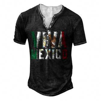 Viva Mexico Hispanic Mexican Heritage Eagle Mexico Men's Henley Button-Down 3D Print T-shirt - Thegiftio UK
