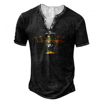 Volume Vu Meter Vintage Audio Engineer Recording Studio Men's Henley Button-Down 3D Print T-shirt - Thegiftio UK