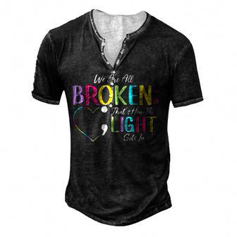 We Are All Colored Hearts Raise Awareness For Mental Health Men's Henley Button-Down 3D Print T-shirt - Thegiftio UK