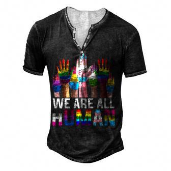 We Are All Human Lgbt Flag Gay Pride Month Transgender Flag Men's Henley Button-Down 3D Print T-shirt - Thegiftio UK