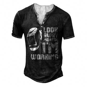 Welder Funny Saying Welding For Men V2 Men's Henley Button-Down 3D Print T-shirt - Thegiftio UK
