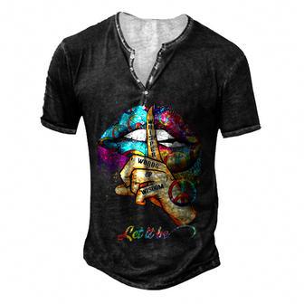 Whisper Words Of Wisdom Let Peace Let Peace Signal Let It Be Men's Henley Button-Down 3D Print T-shirt - Thegiftio UK