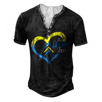 World Down Syndrome Awareness Day 3 Arrows Lucky Few Tattoo Men's Henley Button-Down 3D Print T-shirt - Thegiftio UK
