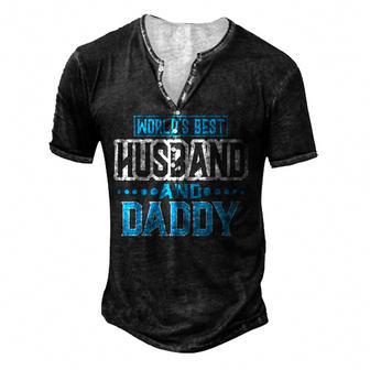 Worlds Best Husband And Daddy Fathers Day Men's Henley Button-Down 3D Print T-shirt - Thegiftio UK