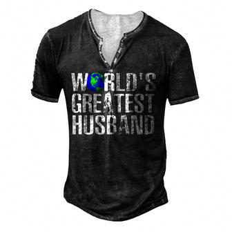 Worlds Greatest Husband Best Husband Ever Men's Henley Button-Down 3D Print T-shirt - Thegiftio UK