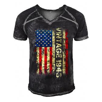 79 Year Old Gifts Vintage 1943 American Flag 79Th Birthday  V2 Men's Short Sleeve V-neck 3D Print Retro Tshirt