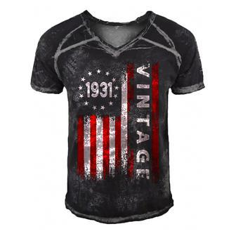 91 Year Old Gifts Vintage 1931 American Flag 91St Birthday  Men's Short Sleeve V-neck 3D Print Retro Tshirt