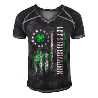 American Flag Patriots Lets Go Brandon St Patricks Day Men's Short Sleeve V-neck 3D Print Retro Tshirt - Thegiftio