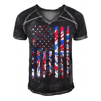 American Flag Tie Dye Patriotic Vintage Usa  V2 Men's Short Sleeve V-neck 3D Print Retro Tshirt