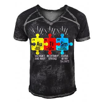 Autism Elements Periodic Table  Awareness Asd Support  Men's Short Sleeve V-neck 3D Print Retro Tshirt