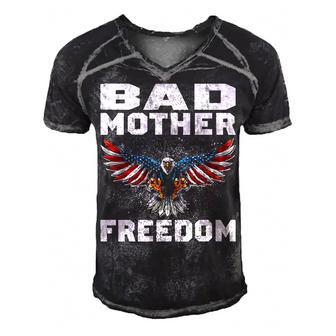 Bad Mother Freedom Men's Short Sleeve V-neck 3D Print Retro Tshirt - Seseable