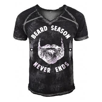 Beard Season Never Ends Men's Short Sleeve V-neck 3D Print Retro Tshirt - Seseable