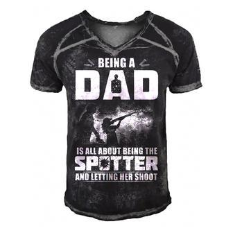 Being A Dad - Letting Her Shoot Men's Short Sleeve V-neck 3D Print Retro Tshirt - Seseable