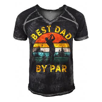 Best Dad By Par Golfing Fathers Day Golf Lover Men's Short Sleeve V-neck 3D Print Retro Tshirt - Thegiftio