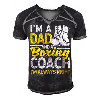 Boxer Daddy Coaches Fathers Day Im A Dad And A Boxing Coach Men's Short Sleeve V-neck 3D Print Retro Tshirt - Thegiftio