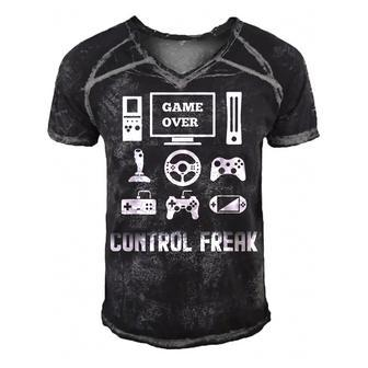 Control Freak Video Game Player Gaming Gamer Pc Console Geek V3 Men's Short Sleeve V-neck 3D Print Retro Tshirt - Thegiftio UK