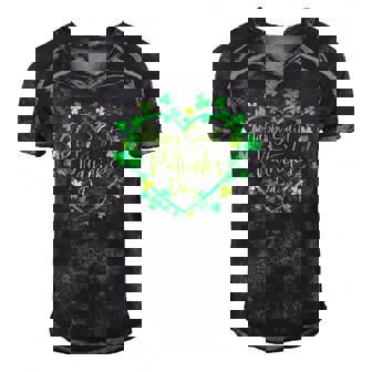 Cute Lucky Heart Shamrock Happy St Patricks Day Family Heart Men's Short Sleeve V-neck 3D Print Retro Tshirt - Thegiftio UK