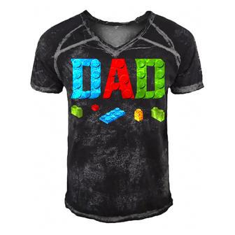 Dad Master Builder Building Bricks Blocks Family Set Parents Men's Short Sleeve V-neck 3D Print Retro Tshirt - Thegiftio UK