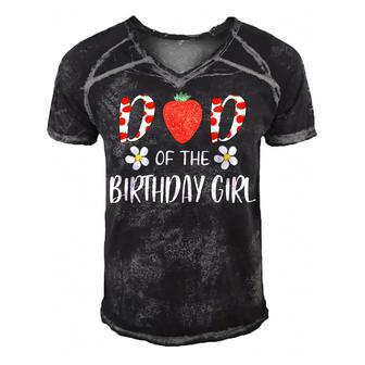 Dad Of The Birthday Girl First Birthday Berry Themed Party Men's Short Sleeve V-neck 3D Print Retro Tshirt - Seseable