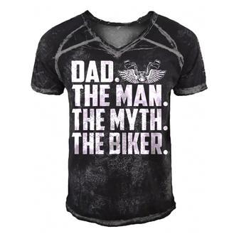 Dad The Biker Men's Short Sleeve V-neck 3D Print Retro Tshirt - Seseable