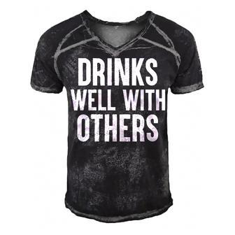Drinks Well With Others V3 Men's Short Sleeve V-neck 3D Print Retro Tshirt - Seseable