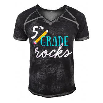 Fifth Grade Rocks - 5Th Grade Rocks  Men's Short Sleeve V-neck 3D Print Retro Tshirt