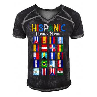 Flags National Hispanic Heritage Month All Countries Flags Men's Short Sleeve V-neck 3D Print Retro Tshirt - Thegiftio UK