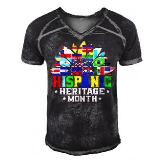 Flags National Hispanic Heritage Month Decoration Flags Men's Short Sleeve V-neck 3D Print Retro Tshirt - Thegiftio UK