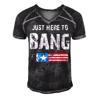 Funny 4Th Of July Just Here To Bang With Firecracker Men's Short Sleeve V-neck 3D Print Retro Tshirt - Seseable