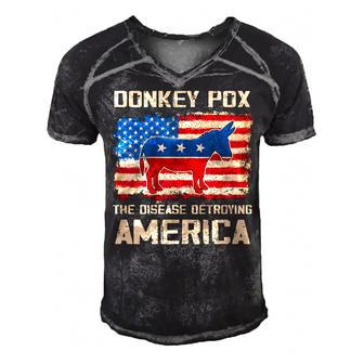 Funny Biden Donkey Pox The Disease Destroying America Back  Men's Short Sleeve V-neck 3D Print Retro Tshirt