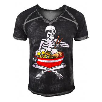 Funny Skeleton Ramen Halloween Anime Lover Kawaii Neko Men's Short Sleeve V-neck 3D Print Retro Tshirt - Thegiftio UK