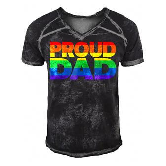 Gay Pride Proud Dad Lgbt Parent Fathers Day Men's Short Sleeve V-neck 3D Print Retro Tshirt - Thegiftio UK