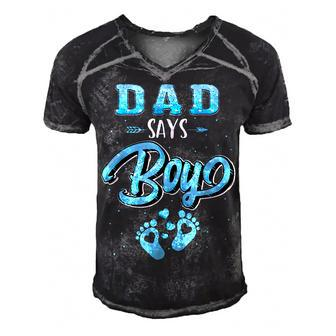 Gender Reveal Dad Says Boy Baby Matching Family Set  Men's Short Sleeve V-neck 3D Print Retro Tshirt