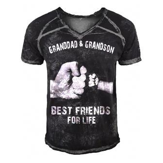 Granddad & Grandson - Best Friends Men's Short Sleeve V-neck 3D Print Retro Tshirt - Seseable