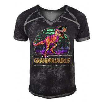 Grandpasaurus T Rex Dinosaur Grandpa Saurus Family Matching  V3 Men's Short Sleeve V-neck 3D Print Retro Tshirt