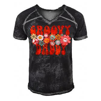 Groovy Daddy Retro Matching Family Baby Shower Fathers Day Men's Short Sleeve V-neck 3D Print Retro Tshirt - Thegiftio UK