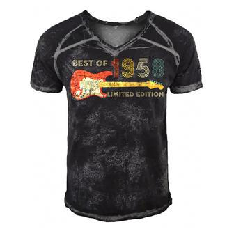 Guitar Fathers Day Dad Gifts - Best Of 1958 64Th Birthday  Men's Short Sleeve V-neck 3D Print Retro Tshirt