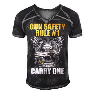 Gun Safety V2 Men's Short Sleeve V-neck 3D Print Retro Tshirt - Seseable