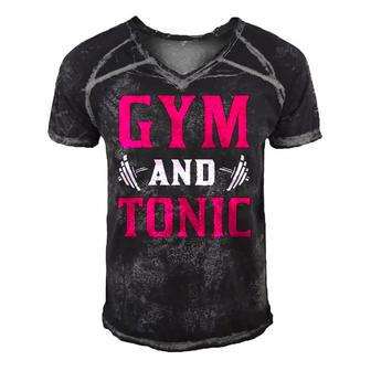 Gym And Tonic Workout Exercise Training Men's Short Sleeve V-neck 3D Print Retro Tshirt | Mazezy