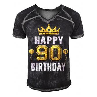 Happy 90Th Birthday Idea For 90 Years Old Man And Woman  Men's Short Sleeve V-neck 3D Print Retro Tshirt
