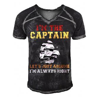 I Am The Captain Of This Boat Funny Boating Man Women Kids Men's Short Sleeve V-neck 3D Print Retro Tshirt - Seseable