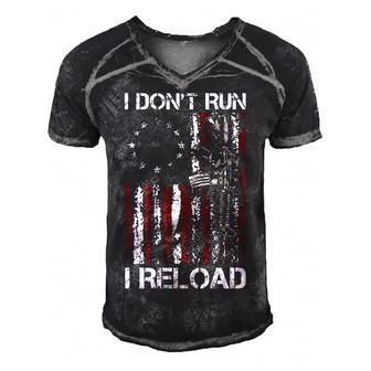 I Dont Run I Reload Gun American Flag Patriots On Back Men's Short Sleeve V-neck 3D Print Retro Tshirt - Thegiftio UK