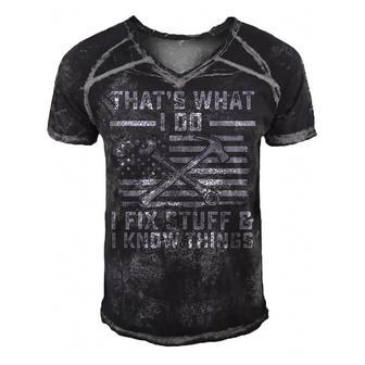 I Fix Stuff And I Know Things Us Flag 4Th Of July Patriot Men's Short Sleeve V-neck 3D Print Retro Tshirt - Thegiftio UK