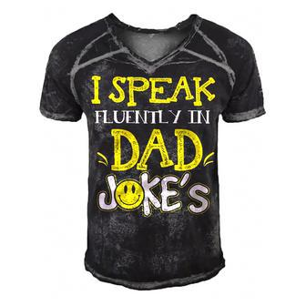I Speak Fluently In Dad Jokes Men's Short Sleeve V-neck 3D Print Retro Tshirt - Seseable