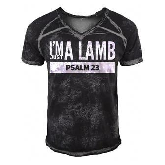Im Just A Lamb The Lord Is My Shepherd Bible Verse Psalm 23 Men's Short Sleeve V-neck 3D Print Retro Tshirt - Seseable