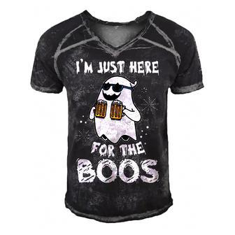 Im Just Here For The Boos Funny Halloween Beer Ghost Men's Short Sleeve V-neck 3D Print Retro Tshirt - Thegiftio
