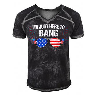 Im Just Here To Bang 4Th Of July Fireworks Director Men's Short Sleeve V-neck 3D Print Retro Tshirt - Seseable