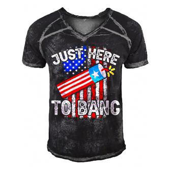 Just Here To Bang 4Th Of July American Flag Fourth Of July Men's Short Sleeve V-neck 3D Print Retro Tshirt - Seseable